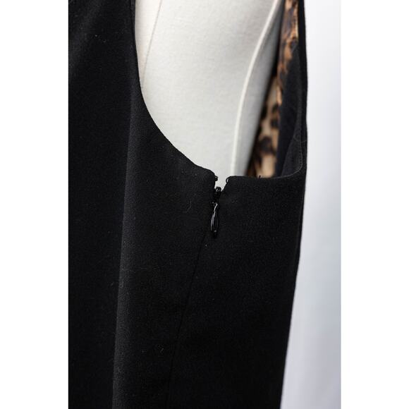 Tahari Size 14 Dress Sleeveless Buttoned Animal Print Lining Black - Picture 5 of 7